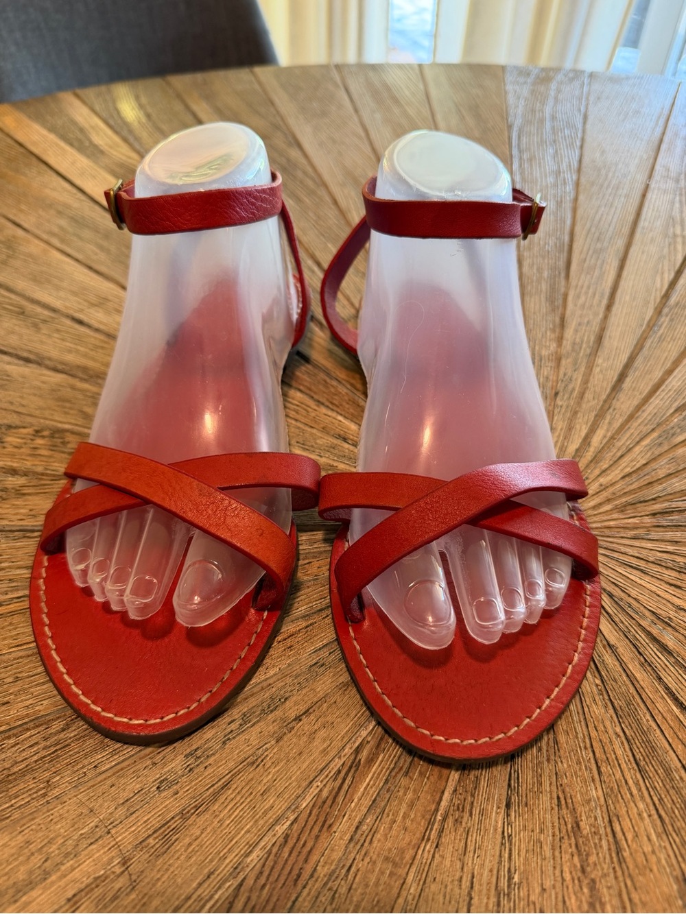 Madewell Cognac brown Leather Ankle Strap Flat Sandals Size 9 Strappy sandals